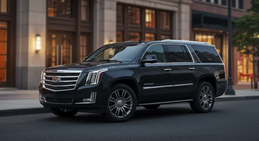 Image showcasing sleek, black civilian armored vehicles